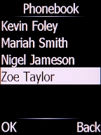 Select the required contact and press the Left selection key.