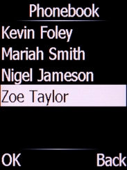 Select the required contact and press the Left selection key.