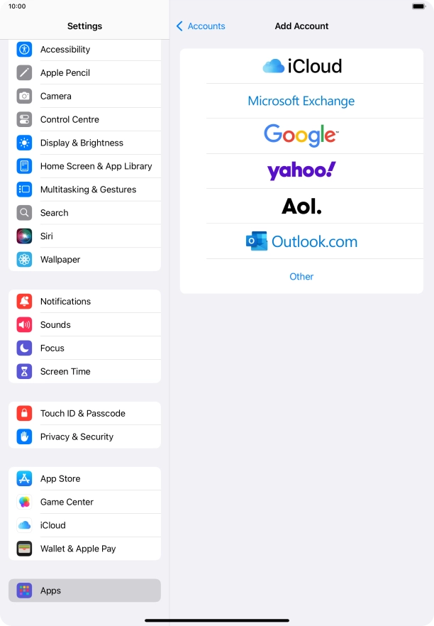 Press Microsoft Exchange.