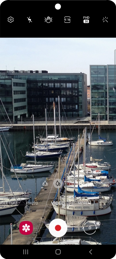 Press the video light icon. Press the video light icon.