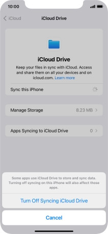 If you turn off the function, press Turn Off Syncing iCloud Drive.