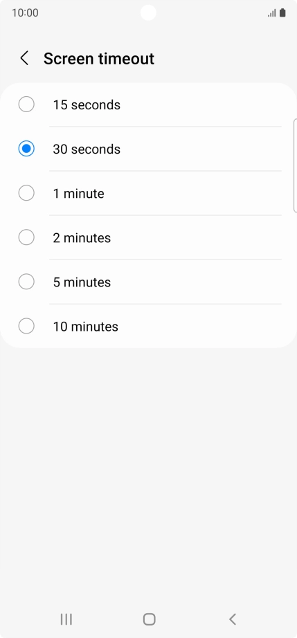 Press the required setting. Press the required setting.