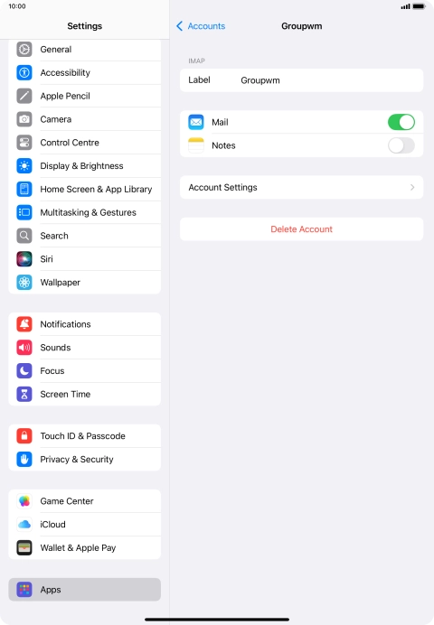 Press Account Settings.
