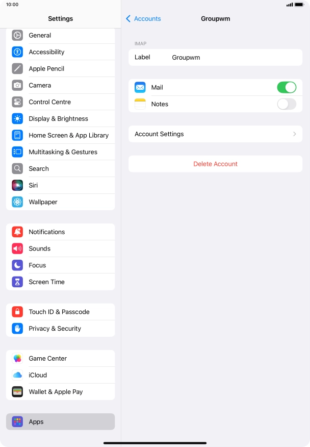 Press Account Settings.