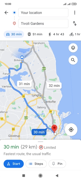 Press the required mode of transportation.