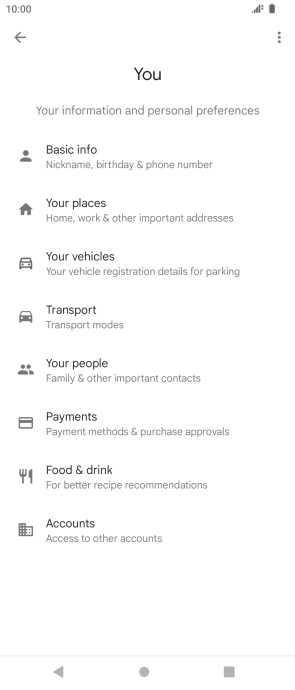 Press Basic info and follow the instructions on the screen to select phone owner settings.