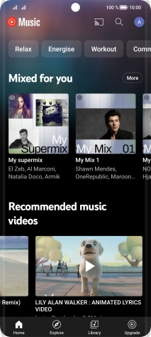 Press Library and go to the required audio file.