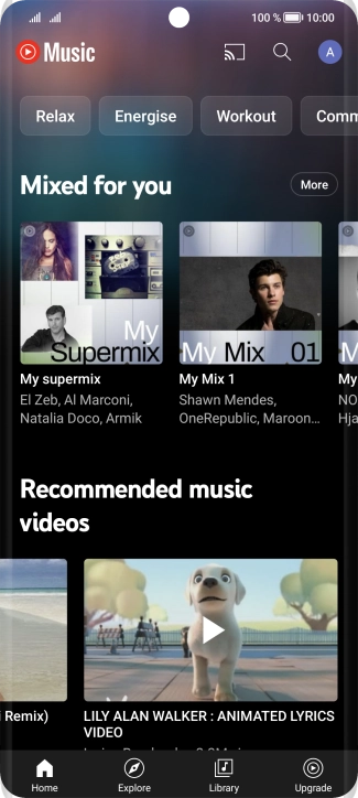 Press Library and go to the required audio file.