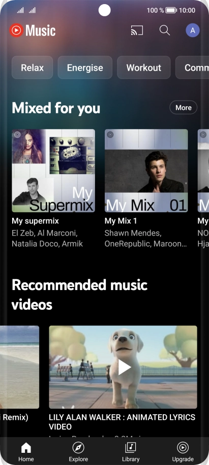 Press Library and go to the required audio file.