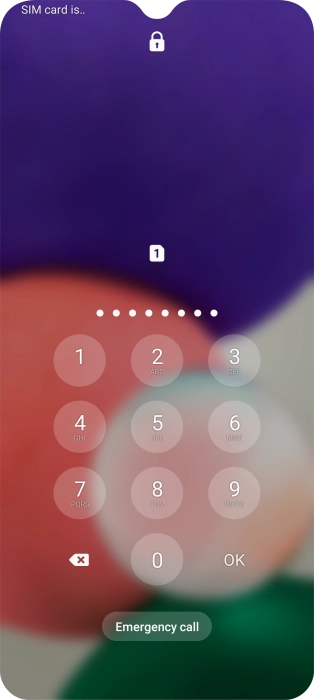 Key in the PUK and press OK.