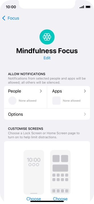 Press People and follow the instructions on the screen to select which contacts you would like to receive calls and notifications from when the selected focus mode is active.