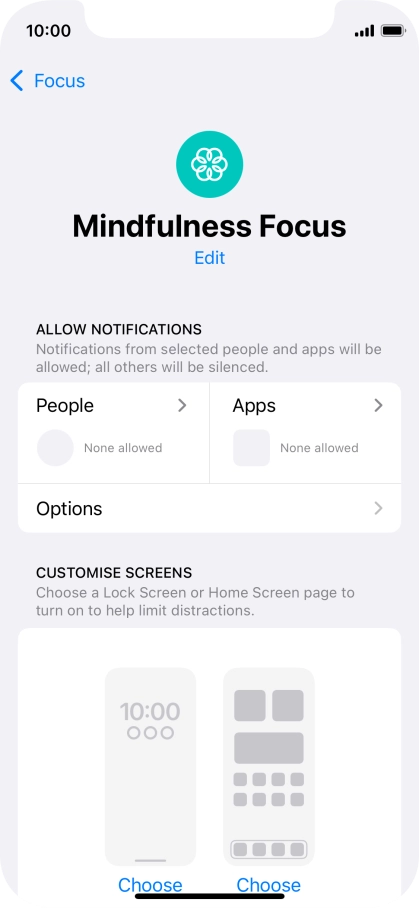 Press People and follow the instructions on the screen to select which contacts you would like to receive calls and notifications from when the selected focus mode is active.