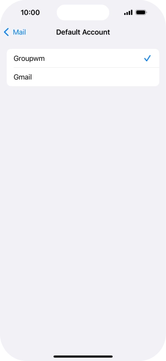 Press the required email account to select the email account as your default account.