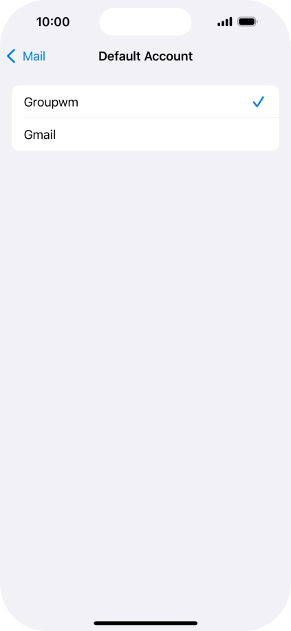 Press the required email account to select the email account as your default account.