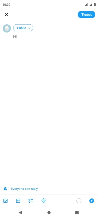 Write the required text and press Tweet.