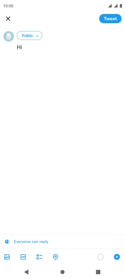 Write the required text and press Tweet.