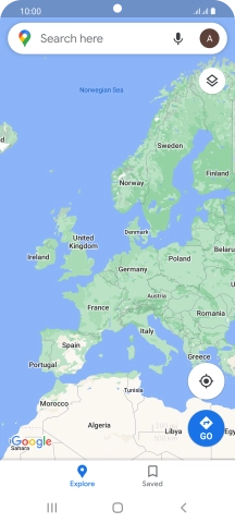 Press the search field and key in the required destination.