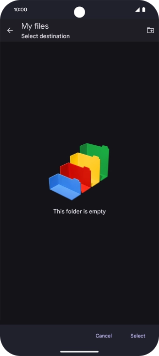 To create a new folder, press the new folder icon and follow the instructions on the screen to create a new folder.