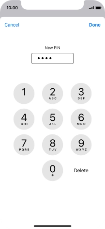 Key in a new four-digit PIN and press Done.