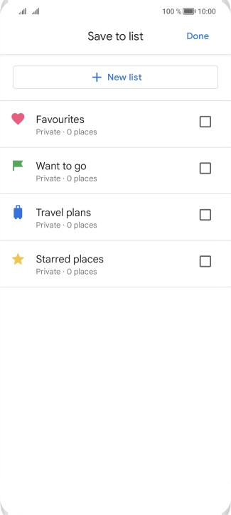 If you select New list, follow the instructions on the screen to create a new list.