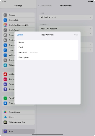 Press Password and key in the password for your email account.