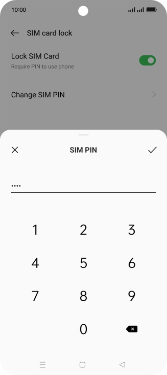 Key in a new four-digit PIN and press the confirm icon.