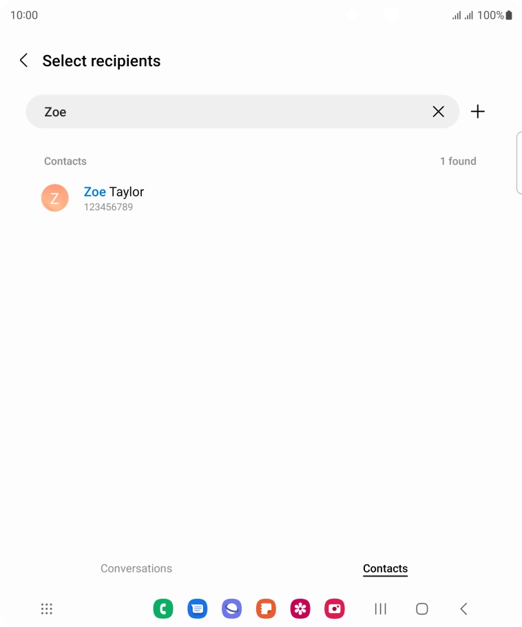 Press the required contact. Press the required contact.