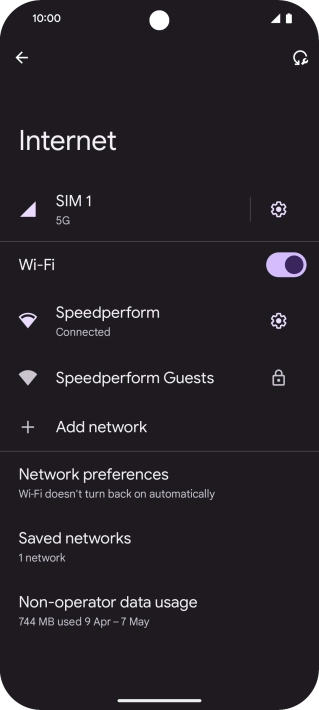 Press the settings icon next to the Wi-Fi network you're connected to.