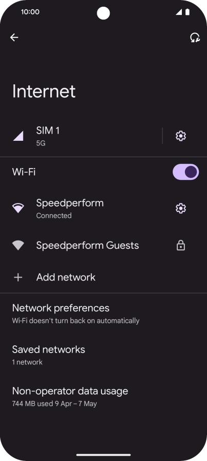 Press the settings icon next to the Wi-Fi network you're connected to.