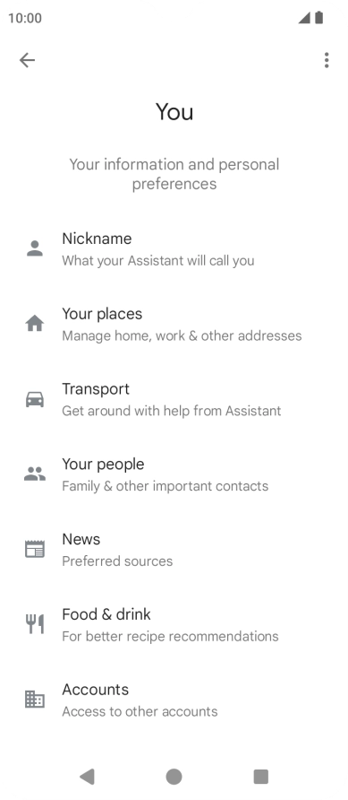 Press Nickname and follow the instructions on the screen to select phone owner settings.