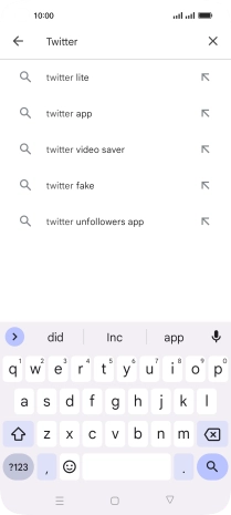 Key in Twitter and press the search icon.