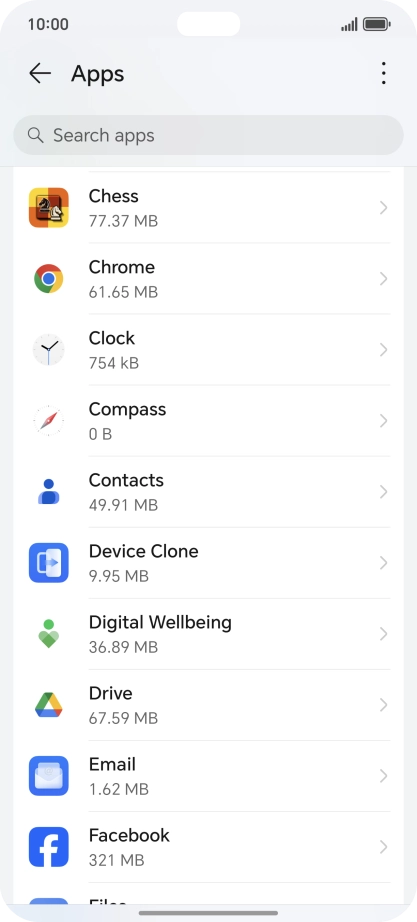 Press the required app.