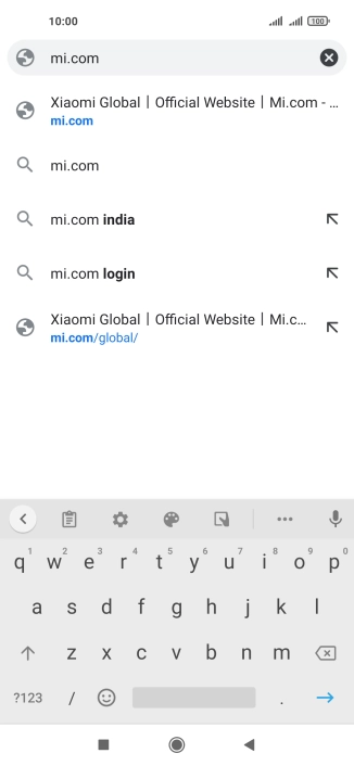 Key in the address of the required web page and press arrow right.
