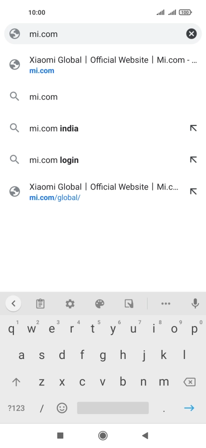 Key in the address of the required web page and press arrow right.