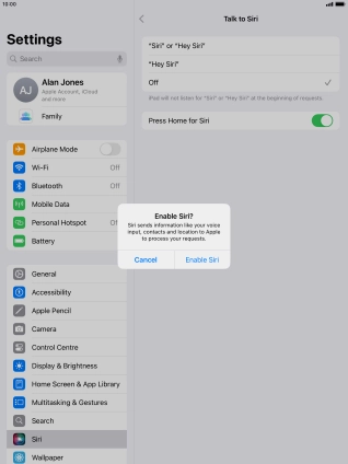 Press Enable Siri.