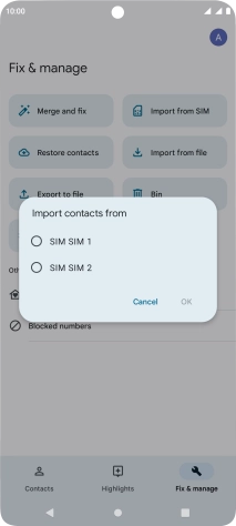 Press the required SIM.