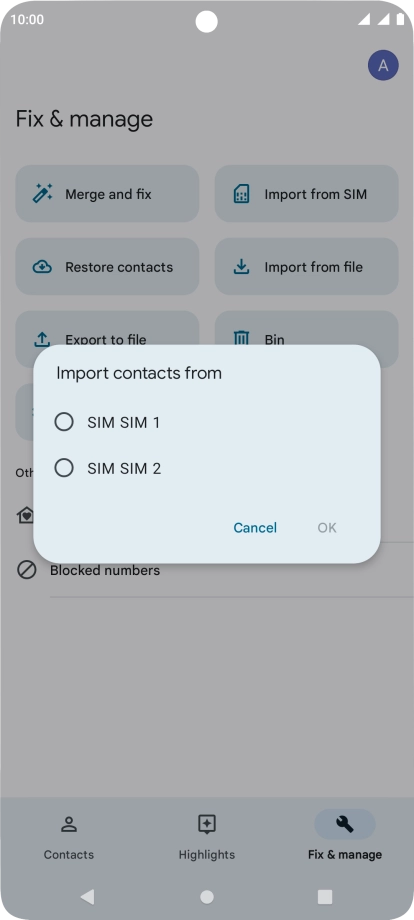Press the required SIM.