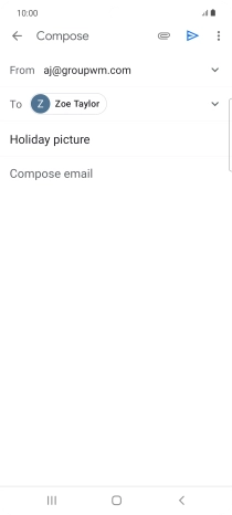 Press the text input field and write the text for your email message. Press the text input field and write the text for your email message.