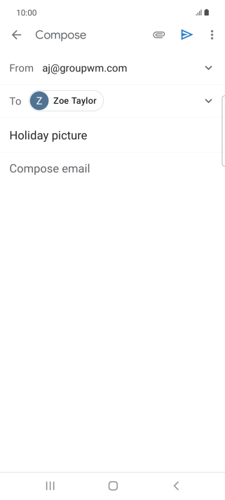 Press the text input field and write the text for your email message. Press the text input field and write the text for your email message.
