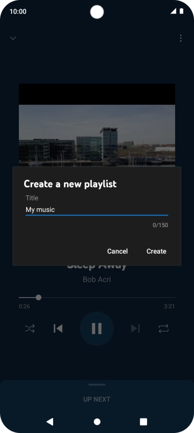 Key in a name for the playlist and press Create. Key in a name for the playlist and press Create.