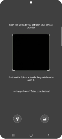 Place the QR code you've received inside the phone camera frame to scan the code. If you’ve deleted your eSIM, you can re-add it using your existing QR code. If you’re having problems, see our FAQ.