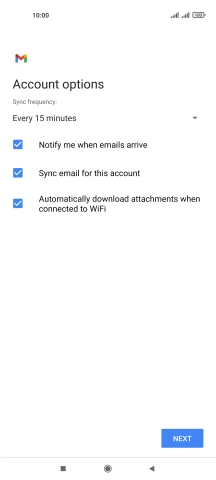If this screen is displayed, you email account has been recognised and set up automatically. Follow the instructions on the screen to key in more information and finish setting up your phone.