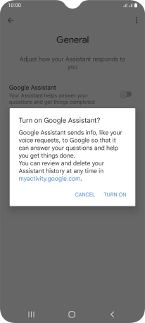 If you turn on the function, press TURN ON.