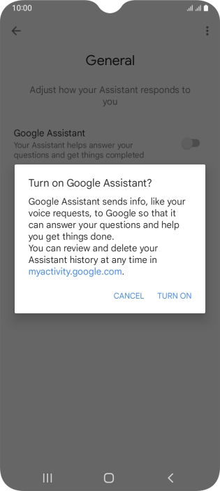 If you turn on the function, press TURN ON.
