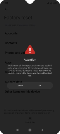 Press OK. Wait a moment while the factory default settings are restored. Follow the instructions on the screen to set up your phone and prepare it for use.