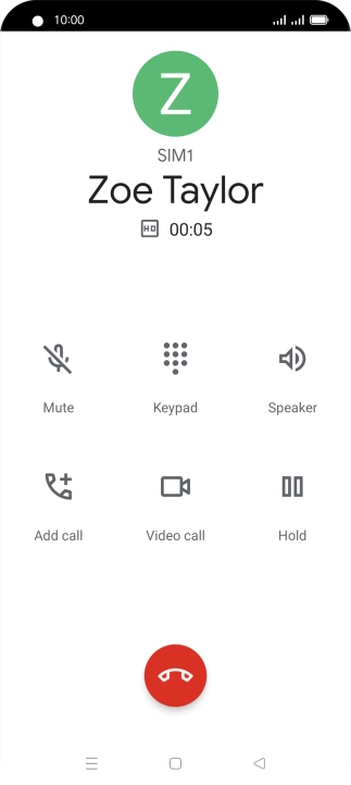 Press the end call icon.
