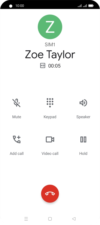 Press the end call icon.
