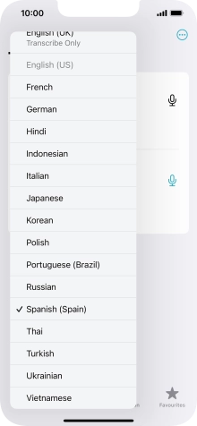 Press the required target language.