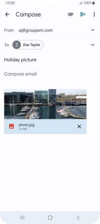 Press the text input field and write the text for your email message. Press the text input field and write the text for your email message.