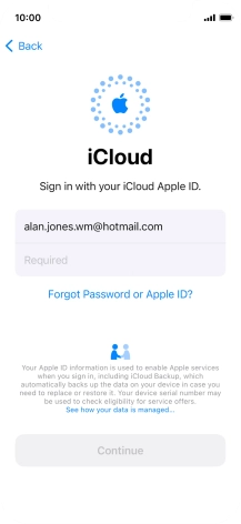Press Required and key in the password for your Apple ID.